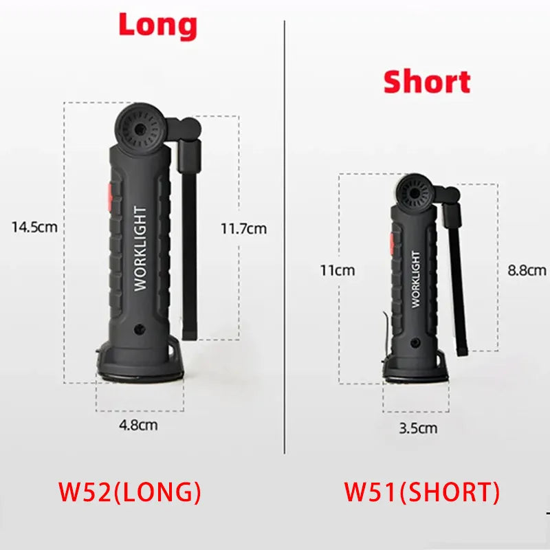 Portable COB LED Flashlight – USB Rechargeable Magnetic Work & Camping Lantern